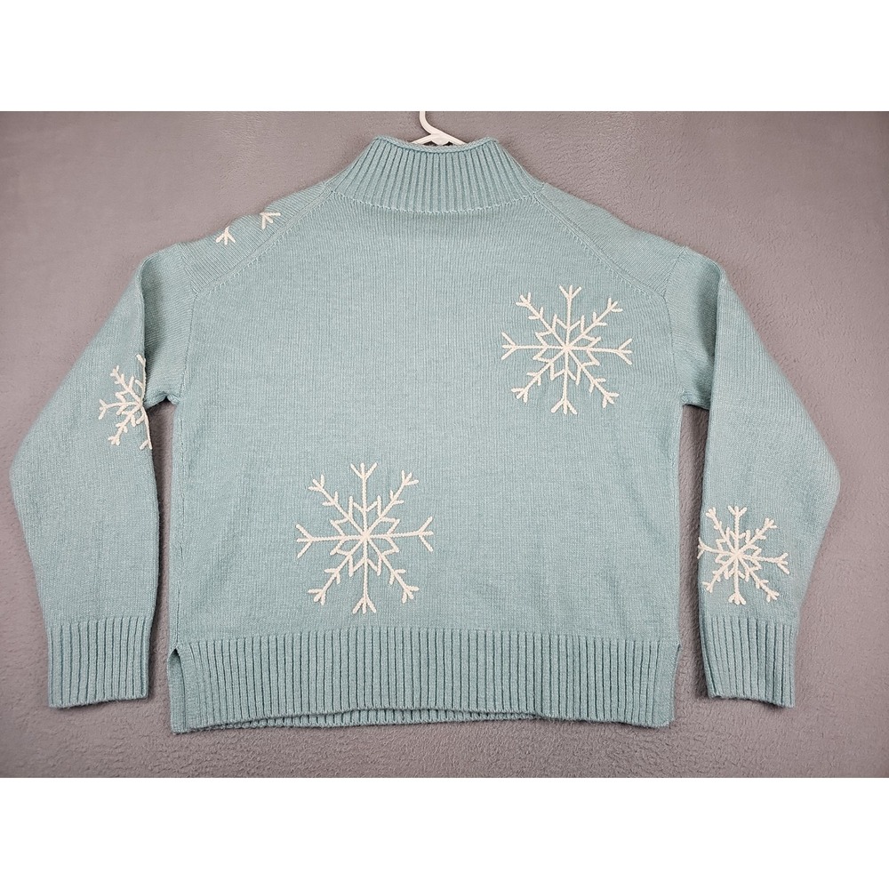 Sundance Light Blue Sweet Snowflake Turtleneck Sweater Women's Size Medium - Picture 7 of 11